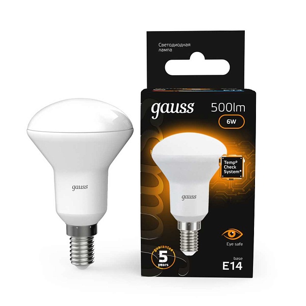 Лампа светодиодная рефлекторная Gauss E14 6W 3000K матовая 106001106 Фото № 4