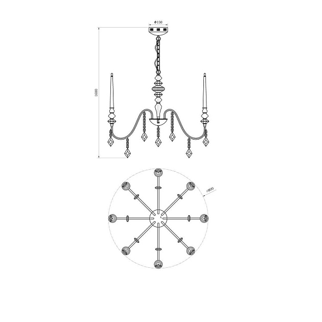 Подвесная люстра Lucia Tucci Maya 4450.8 Chrome изображение 2 Подвесная люстра Lucia Tucci Maya 4450.8 Chrome Фото № 2