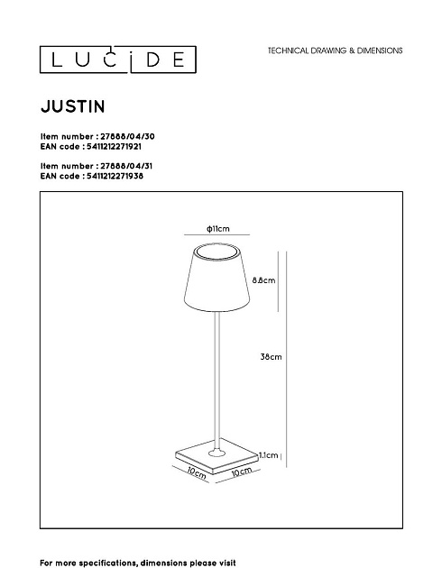 Уличный светодиодный светильник Lucide Justin 27888/04/31 Фото № 2