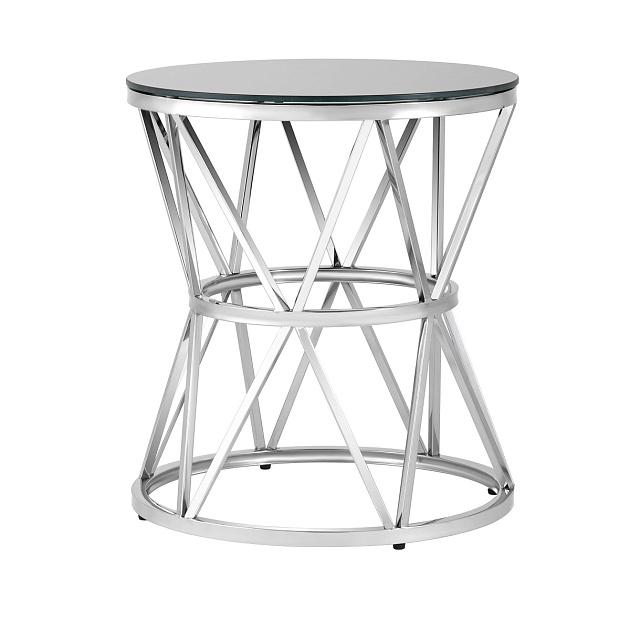 Журнальный стол Stool Group Вива D50 черное стекло/сталь серебро УТ000004639 Фото № 1