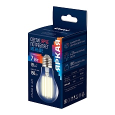 Лампа светодиодная Uniel E27 7W 3000K прозрачная LED-A60-7W/3000K/E27/CL GLY01TR UL-00011934 2