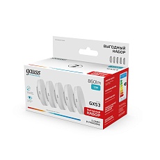 Лампа Gauss Elementary GX53 12W 860lm 4100K 5 шт/уп LED 1/20 84822V 1