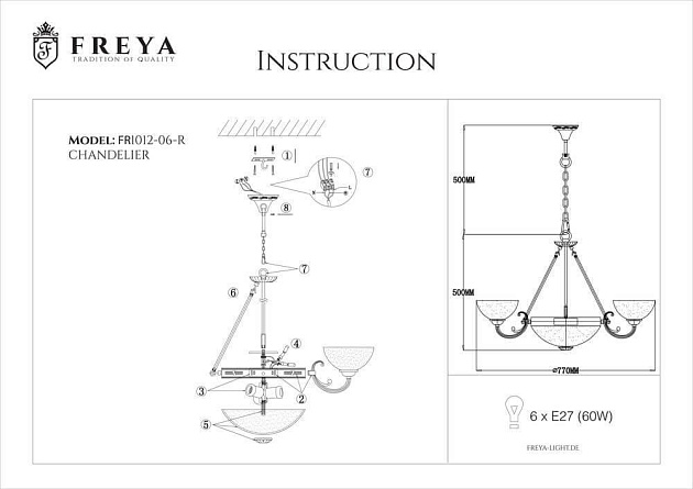 Подвесная люстра Freya Herbert FR2012-PL-06-BZ Фото № 6