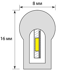 Гибкий неон Uniel 8W/m 120LED/m 2835SMD желтый 50M ULS-N21-2835-120LED/m-8mm-IP67-220V-8W/m-50M-Yellow UL-00003769 1