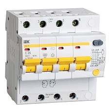 KARAT Дифференциальный автомат АД14 4P 25А 100мА тип AC IEK MAD10-4-025-C-100