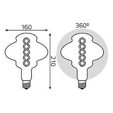 Лампа светодиодная филаментная диммируемая Gauss E27 8W 2400K серая 162802008 3