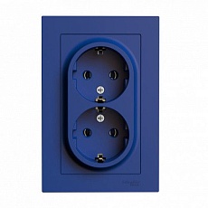 Розетка двойная 2К+З Systeme Electric AtlasDesign 16A 250V аквамарин ATN001124 1