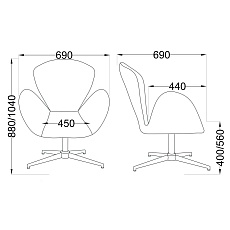 Поворотное кресло AksHome Toronto серый, велюр 71552 1