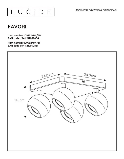 Спот Lucide Favori 09932/04/30 Фото № 2