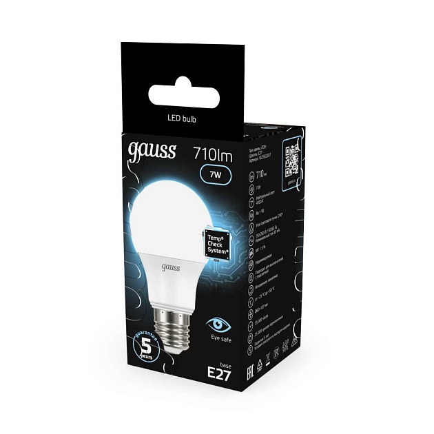 Лампа светодиодная Gauss E27 7W 4100K матовая 102502207 Фото № 2