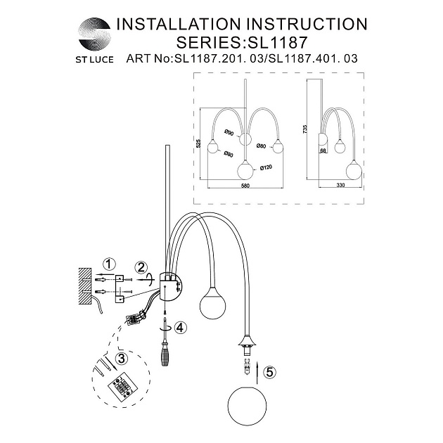 Настенный светильник ST Luce Vive SL1187.201.03 изображение 6 Настенный светильник ST Luce Vive SL1187.201.03 Фото № 6