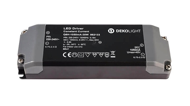 Драйвер Deko-Light Q8H-1050mA/30W 9-28V 30W IP20 1,05A 862133 Фото № 1