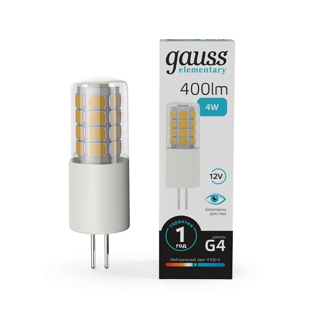 Лампа светодиодная Gauss G4 4W 4100К прозрачная 10724 Фото № 4