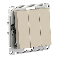 Выключатель трехклавишный Systeme Electric AtlasDesign 10A 250V песочный ATN001231