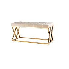 Банкетка Stool Group ИНСИГНИЯ вельвет бежевый сталь золото BENCH-011-TG-BG