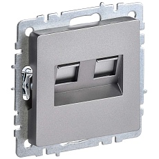 BRITE Розетка компьютерная двойная RJ45 кат.6 РК11-2-БрС сталь IEK BR-K20-2-K46