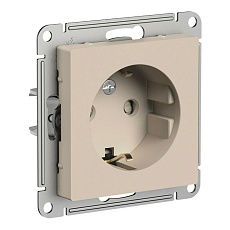 Розетка 2К+З Systeme Electric AtlasDesign 16A 250V со шторками песочный ATN001245
