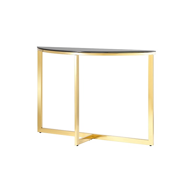 Консоль Stool Group АЛЬБА 115х30 стекло черное сталь золото ECST-095-SR-TG Фото № 1