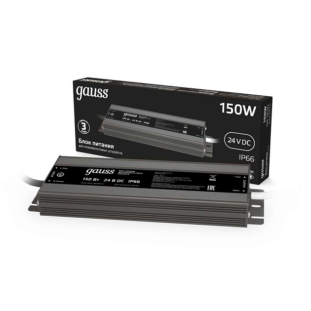 Блок питания Gauss 150W 24V IP66 202022150 изображение 3 Блок питания Gauss 150W 24V IP66 202022150 Фото № 3