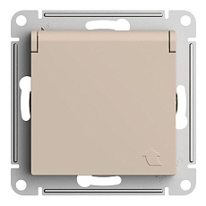 Розетка 2К+З Systeme Electric AtlasDesign 16A 250V со шторками и крышкой песочный ATN001246 1