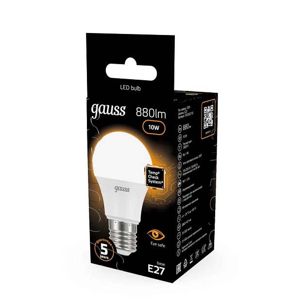 Лампа светодиодная Gauss E27 10W 3000K матовая 102502110 Фото № 9
