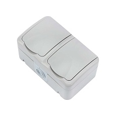 Блок горизонтальный 2 розетки Mini OG IP54 с заземлением, о/у, серый KRANZ KR-78-0806