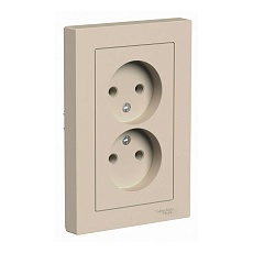 Розетка двойная 2К Systeme Electric AtlasDesign 16A 250V песочный ATN001220