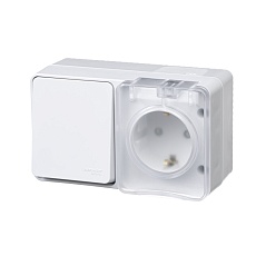 Блок розетка-выключатель Systeme Electric AtlasDesign белый ATN540170