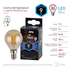 Лампа светодиодная филаментная ЭРА E14 9W 4000K золотая F-LED P45-9w-840-E14 gold Б0047028 2