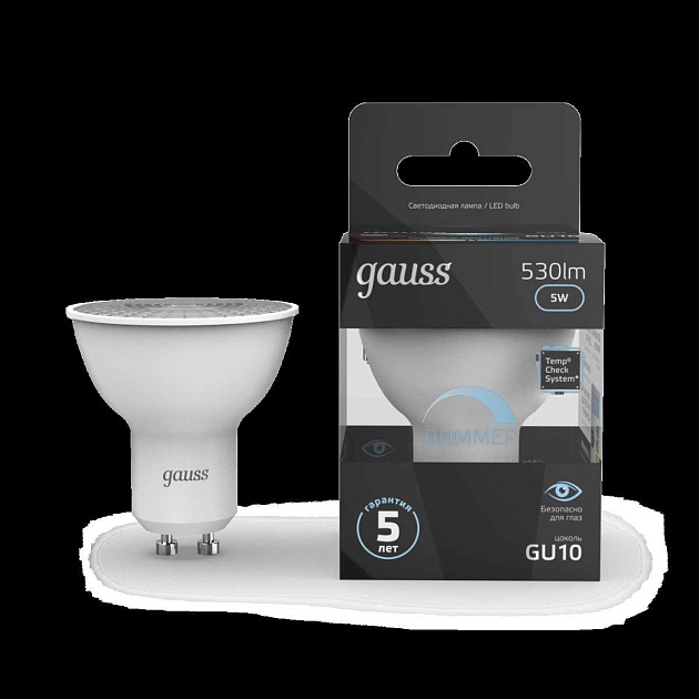 Лампа светодиодная Gauss GU10 5W 4100K матовая 101506205 Фото № 9