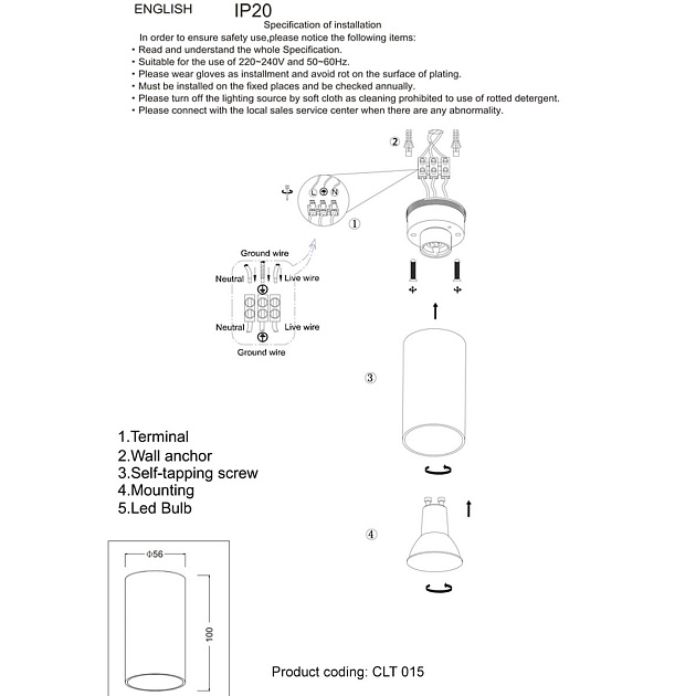 Потолочный светильник Crystal Lux CLT 015C WH Фото № 2