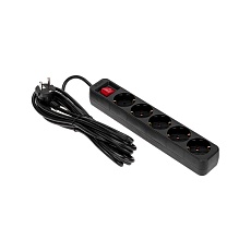 Удлинитель STANDARD 5 гнезд, 5м, 3х1,0мм², с/з, с выключателем, черный REXANT 13-4039 1