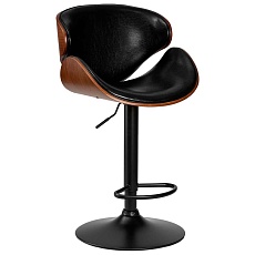 Стул барный DOBRIN KARTER BLACK (коричневый орех дерево (BWW), черный PU) 4905_BlackBase-LMZ KARTER BLACK