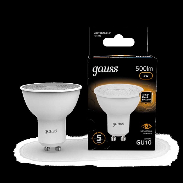 Лампа светодиодная Gauss GU10 5W 3000K матовая 101506105 Фото № 8