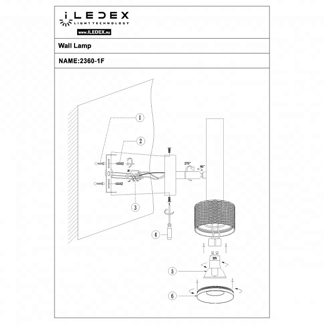 Спот iLedex Delta 2360-1 BK+BR Фото № 2