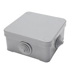 Коробка разветвительная STEKKER EBX10-34-44 250/380В, 75*75*44мм, 10А, 4 ввода, IP53, светло-серая (КЭМ 3-10-4 (П))