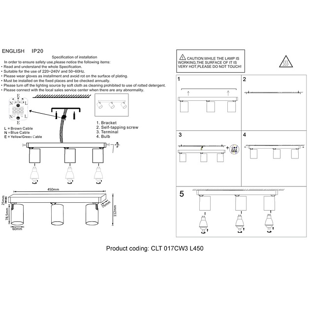 Спот Crystal Lux CLT 017CW3 L450 WH Фото № 2