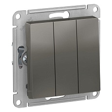 Выключатель трехклавишный Systeme Electric AtlasDesign 10A 250V сталь ATN000931