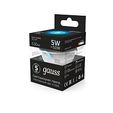 Лампа светодиодная диммируемая Gauss GU10 5W 4100K матовая 101506205-D 1