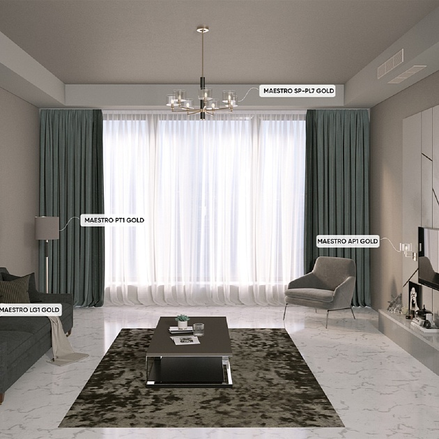 Торшер Crystal Lux Maestro PT1 Gold изображение 5 Торшер Crystal Lux Maestro PT1 Gold Фото № 5