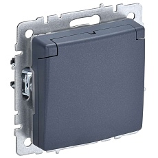 BRITE Розетка 1-местная с заземлением с защитными шторками и крышкой 16А IP44 РСбш10-3-44-БрМ маренго IEK BR-R16-16-44-K35