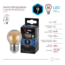Лампа светодиодная филаментная ЭРА E27 9W 4000K золотая F-LED P45-9w-840-E27 gold Б0047031 1