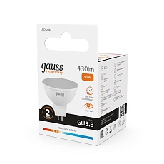 Лампа светодиодная Gauss GU5.3 5.5W 3000K матовая 13516 2