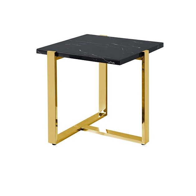 Журнальный стол Stool Group Тоби 61*61 черный мрамор/сталь золото УТ000036328 Фото № 1