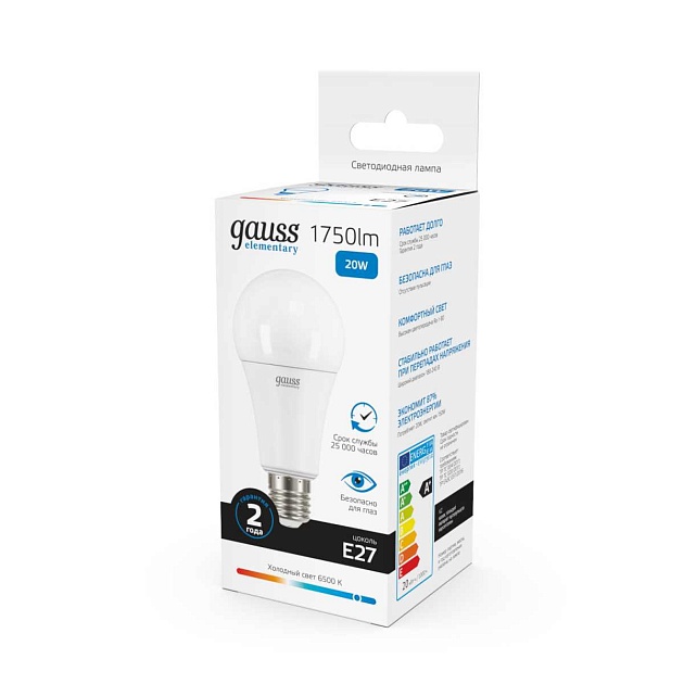 Лампа светодиодная Gauss E27 20W 6500K матовая 23239 Фото № 3