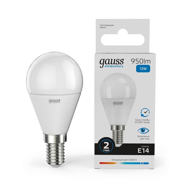 Лампа светодиодная Gauss E14 12W 6500K матовая 53132 Фото № 4
