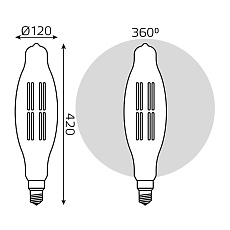 Лампа светодиодная филаментная Gauss E27 8W 2400K золотая 155802008 2