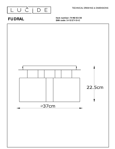 Потолочная люстра Lucide Fudral 74115/03/30 Фото № 2