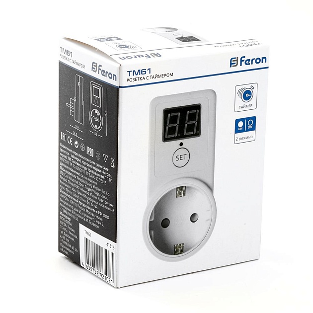 Розетка с таймером Feron TM61 41816 изображение 4 Розетка с таймером Feron TM61 41816 Фото № 4