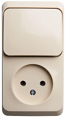 Блок розетка-выключатель Systeme Electric Этюд кремовый BPA16-204K